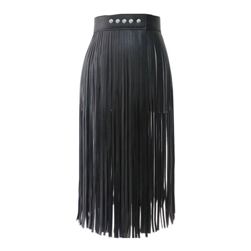 Jupe à franges en Faux cuir pour femmes, taille haute, pour harnais corps avec boutons à pression, fête d'halloween, Punk