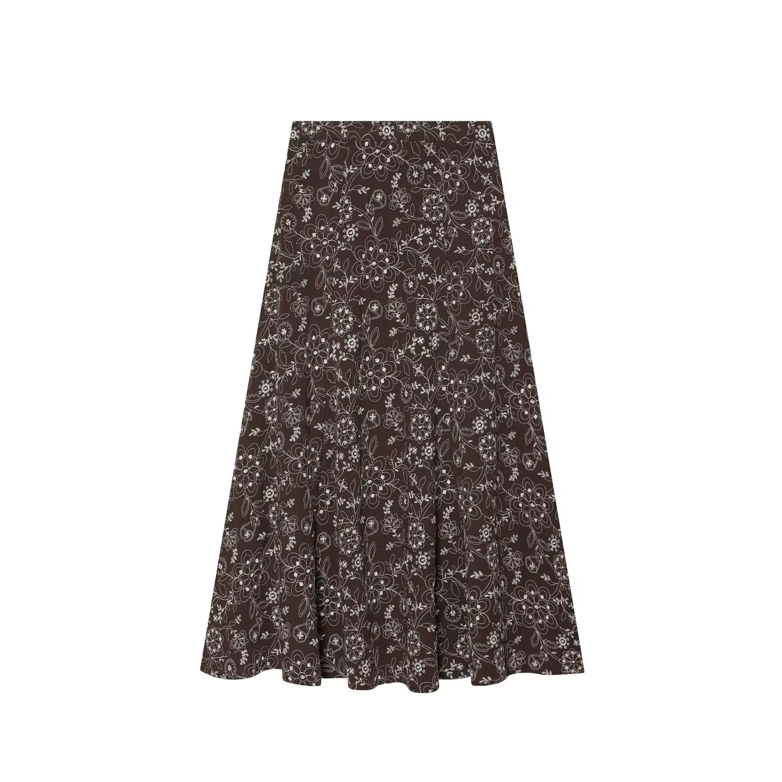 Jupe midi pour femme à broderie florale