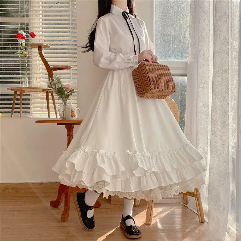 Jupe plissée à volants japonais pour femme