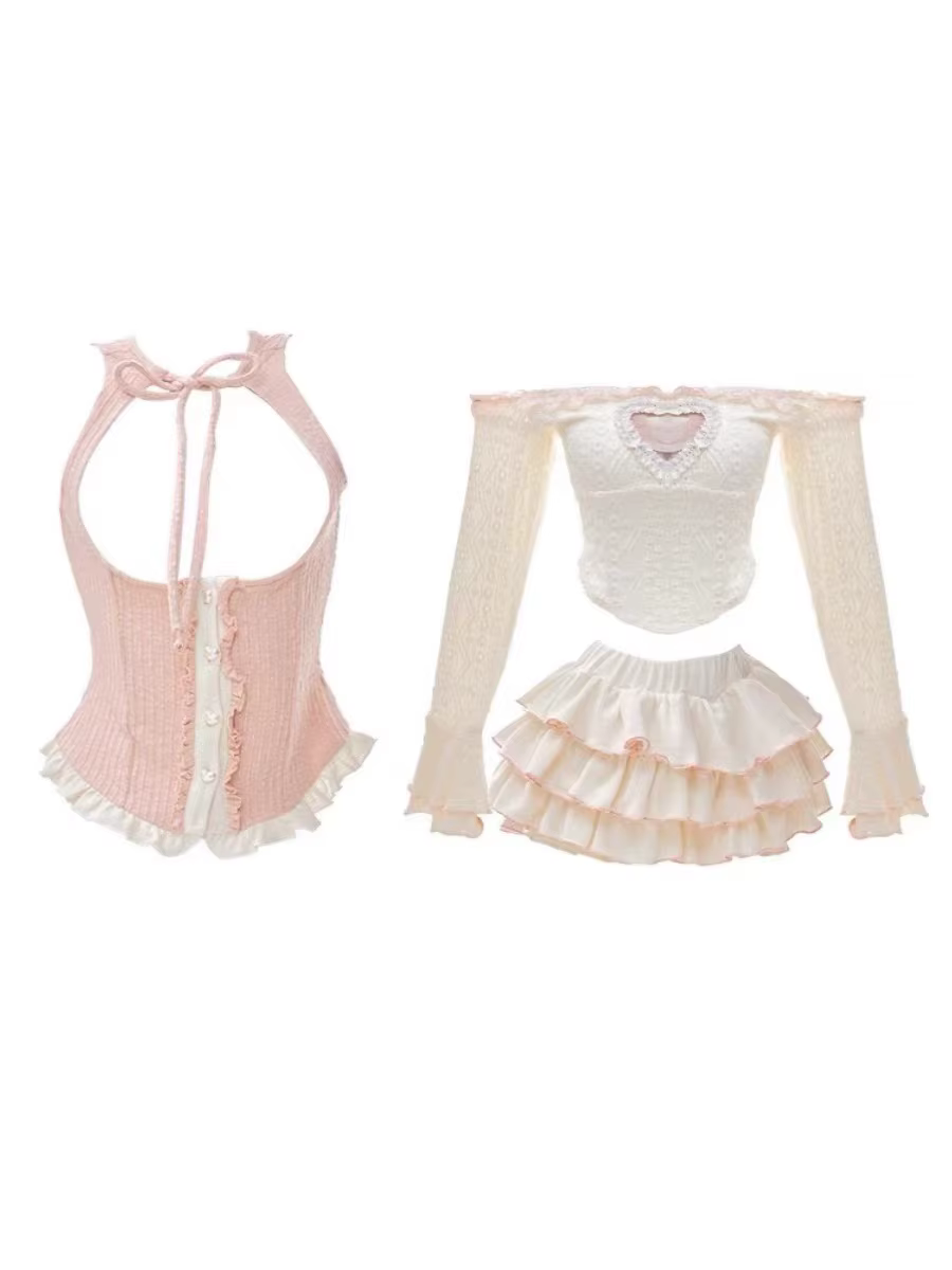 Kawaii blanc Ballet Mini jupes femmes été taille élastique volants Lolita jupe japonaise décontracté fête a-ligne