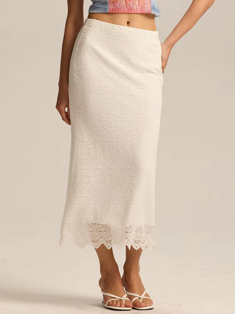 Jupe en dentelle blanche Maxi moulante femmes été tenue de bureau jupes formelles élégantes