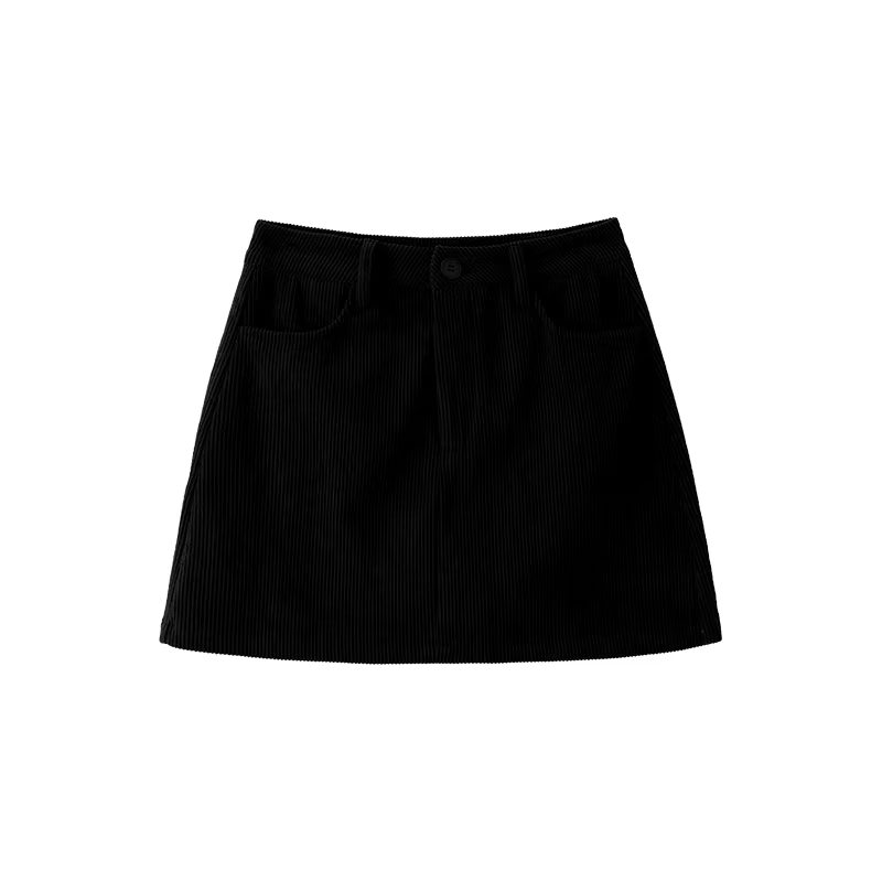 Jupe trapèze en velours côtelé taille haute couleur café pour femme
