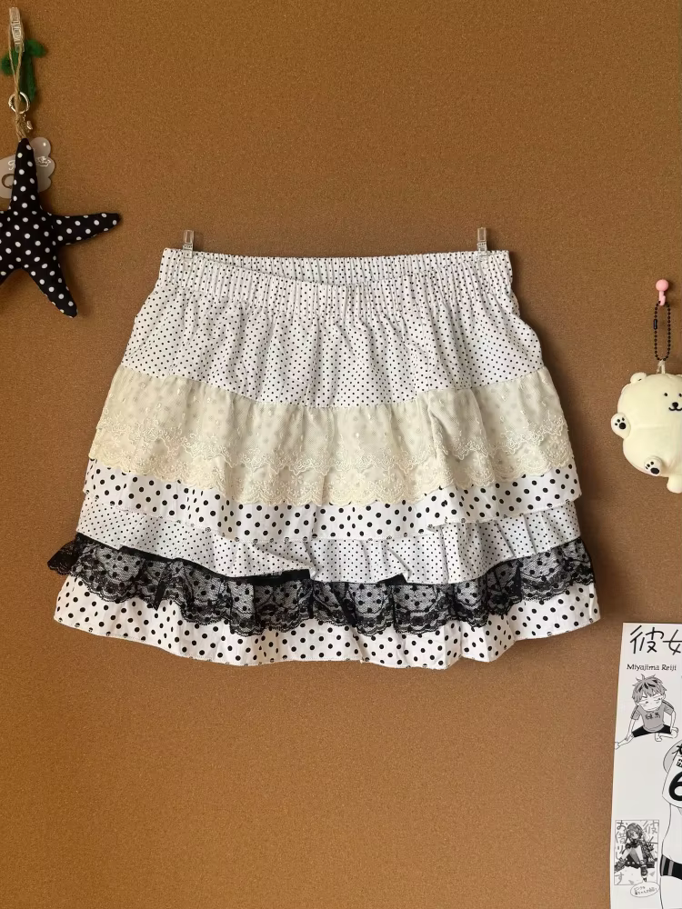 Jupe ample Lolita en dentelle douce pour femmes