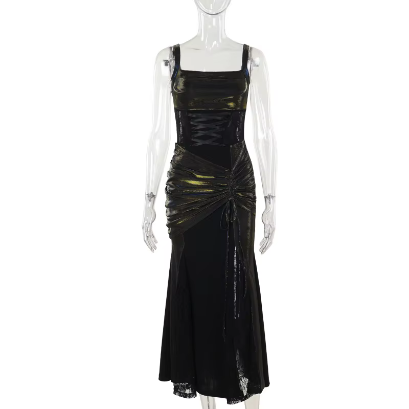 Robe longue gothique noire pour femmes