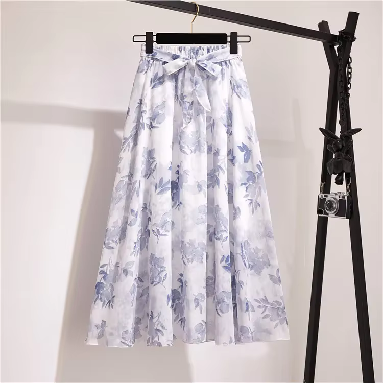 Jupe longue en mousseline florale pour femme 2026