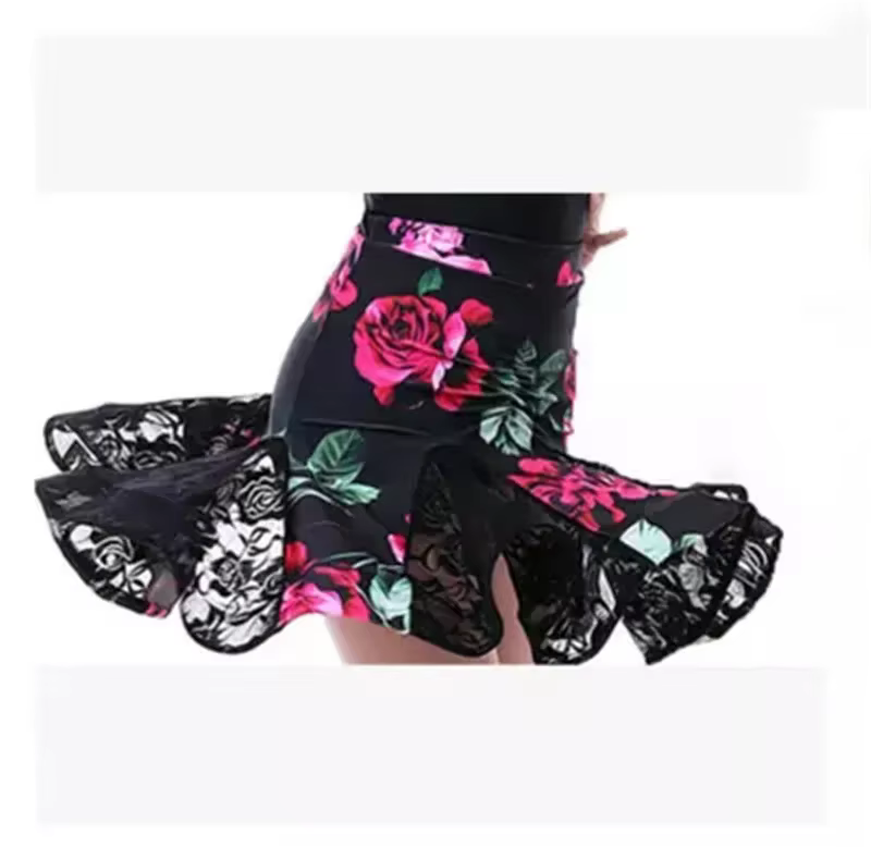 Jupe de danse latine tango rumba cha-cha pour femmes design imprimé occasion spéciale compétition danse professionnelle amateur soirée festive