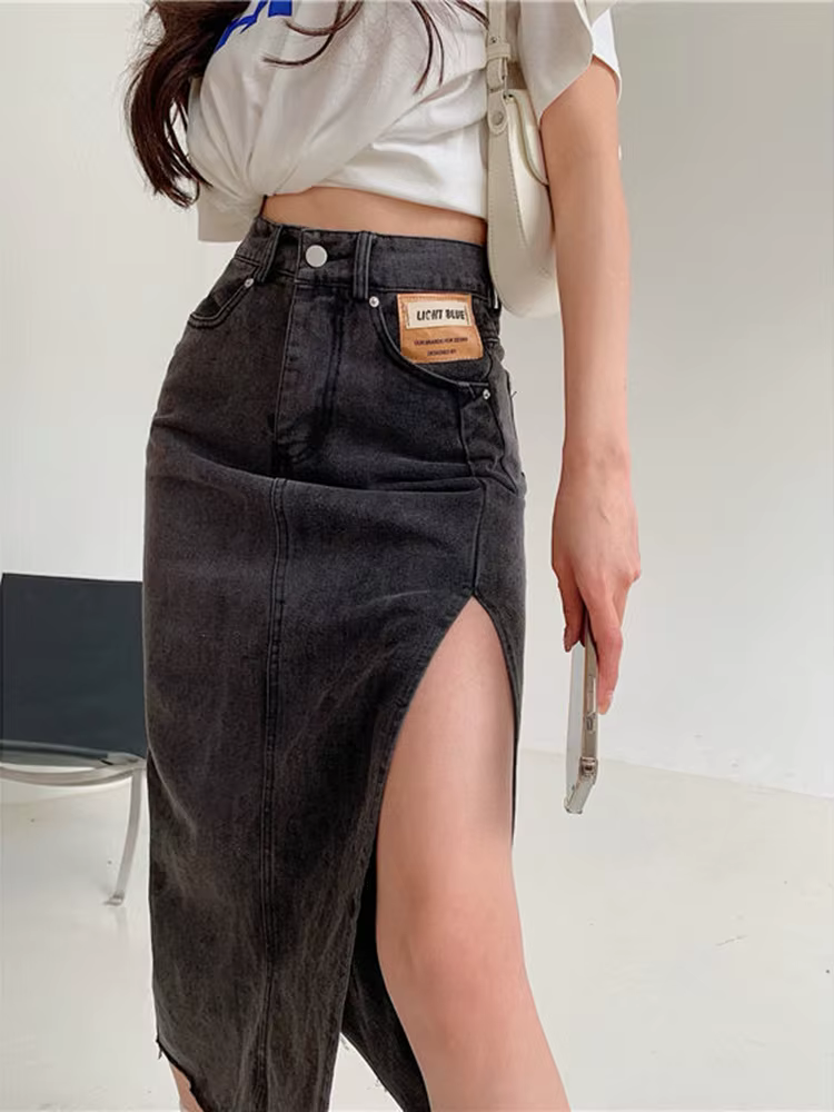KarSaNy-Jupe en jean décontractée pour femme