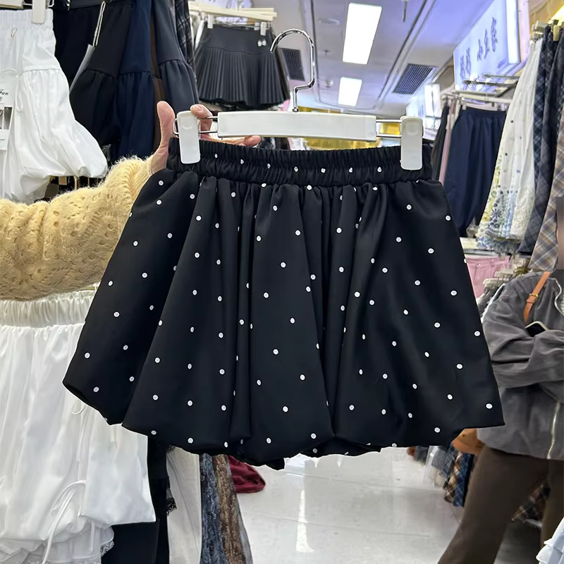Mini-jupe blanche à pois, jupe courte d'été tendance pour femme