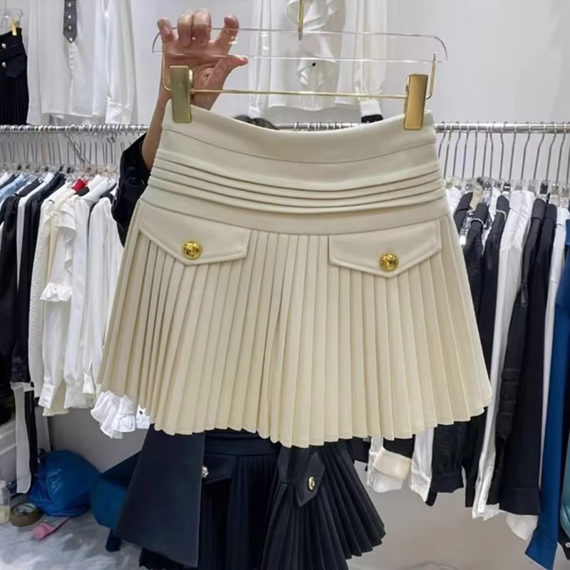 Jupe plissée noire préppy coréenne en laine et polyester, élégante et polyvalente pour femmes, occasions spéciales et tenues quotidiennes