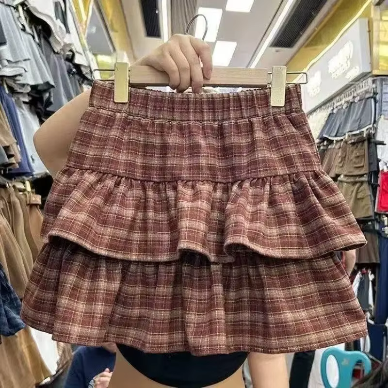 Jupe courte mini à imprimé kawaii japonais pour femmes, style subculture punk Y2K, jupe décontractée Lolita, jupe vintage à volants chic.
