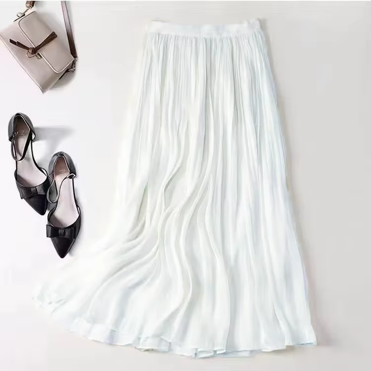 Jupes longues en maille polyester et soie pour femmes, élégantes, silhouette droite, printemps été, bureau, cadeau spécial