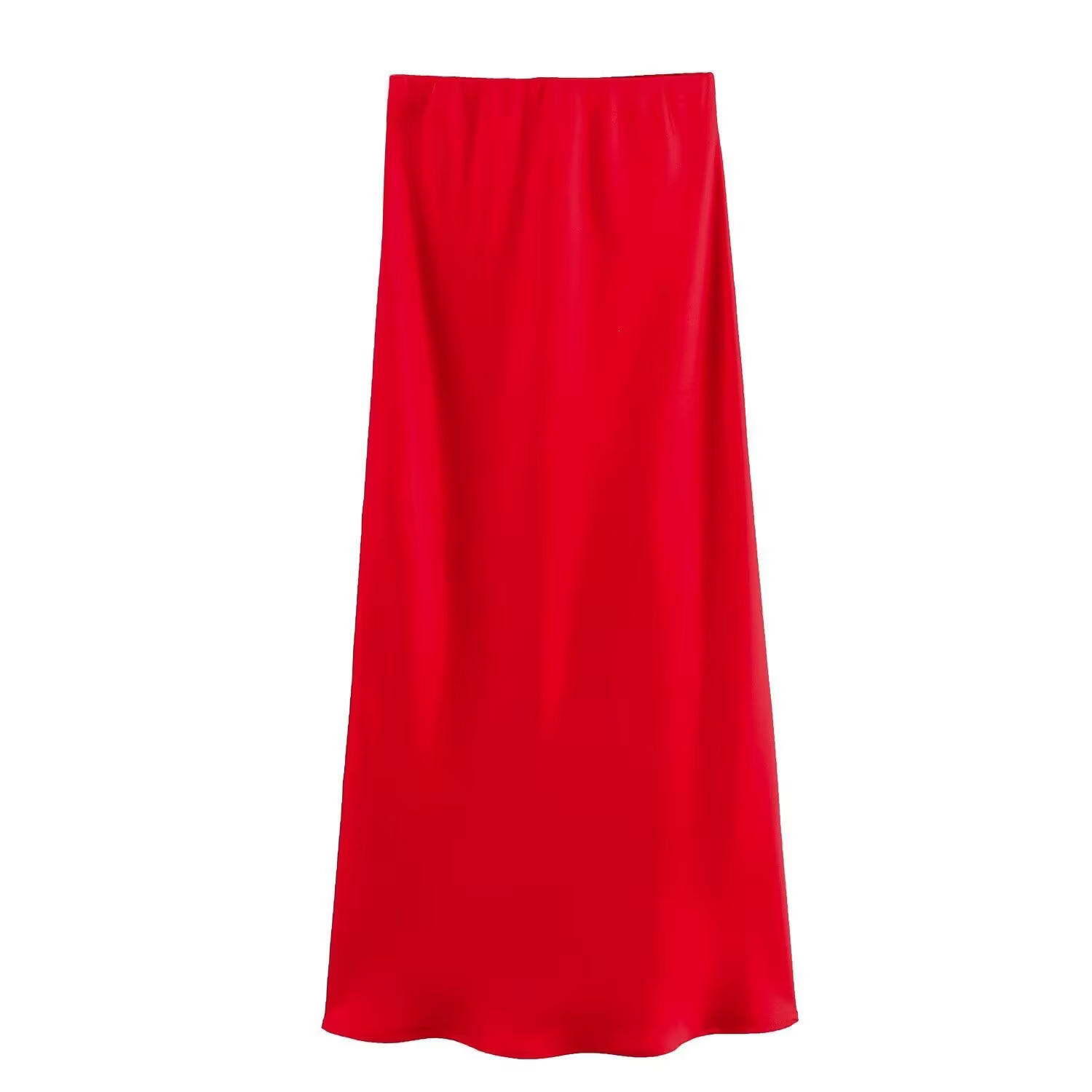 Jupe longue midi en satin de soie texturé