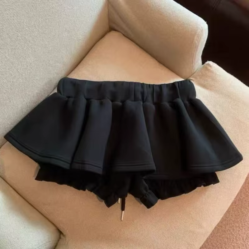 Jupe noire sexy pour femme, taille haute, coupe trapèze, mini-jupe bouffante