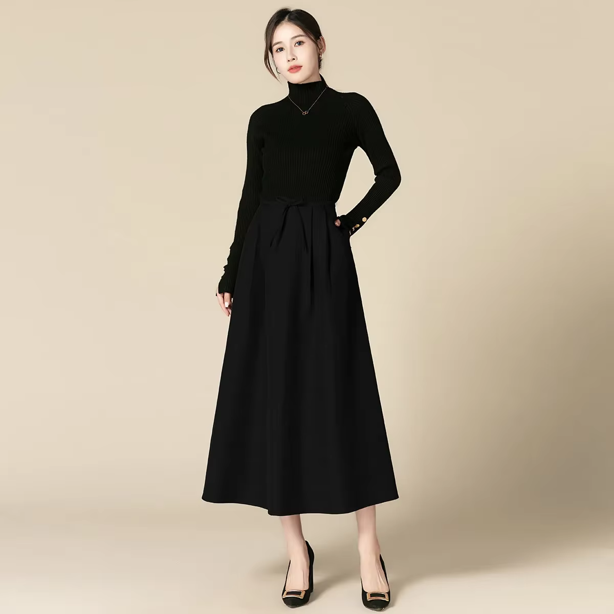 LOUIS YAO vêtements de travail chic jupe femme 2025 automne/hiver déplacements minimaliste luxe plissé nœud orné rétro