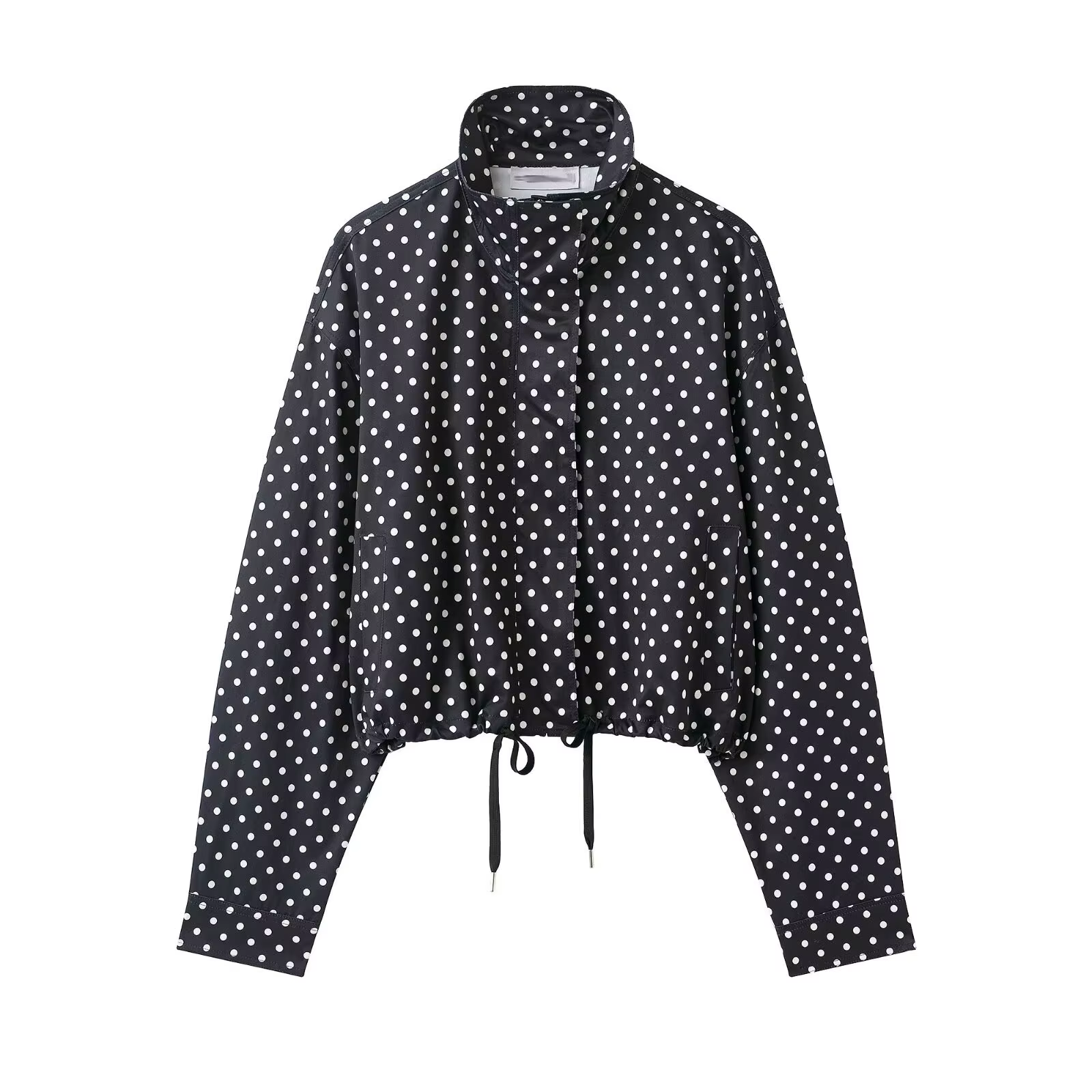 Ensemble jupe et manteau vintage noir à pois pour femme HH – Veste à col roulé à manches longues