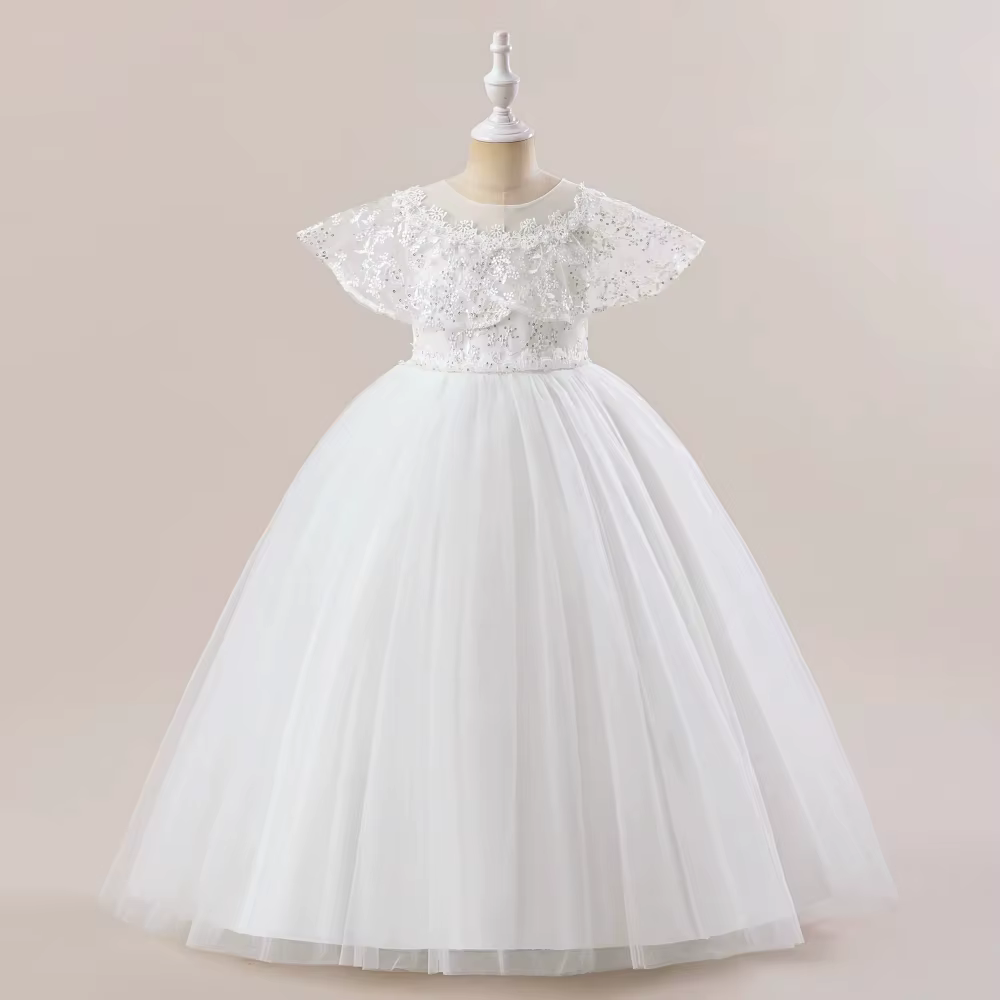 Robes longues de demoiselle d'honneur blanches élégantes pour filles