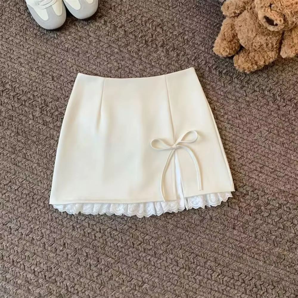 Jupe décontractée élégante pour femmes, printemps été, acrylique polyester, silhouette une ligne, motif arc, coupe empire, longueur mini, délicatement tissée
