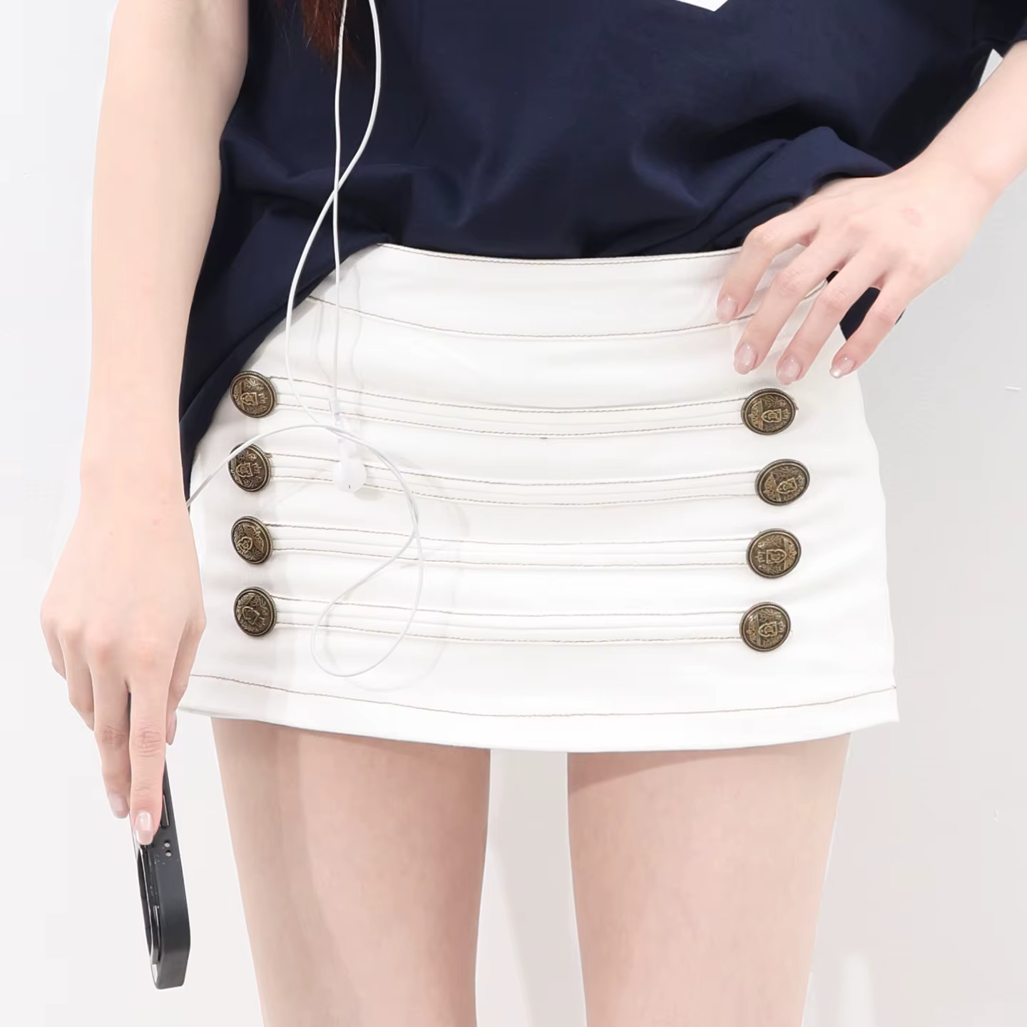Mini-jupe en jean blanche élastique pour femme, nouvelle collection été, coupe ample amincissante, polyvalente, style frais et doux