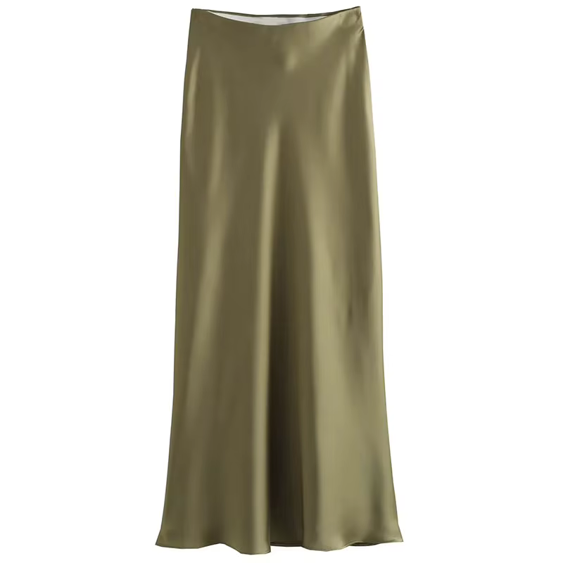 HH jupes pour femmes 2024 été solide Satin gaine longue jupe femme spectacle courbe tenues de plage