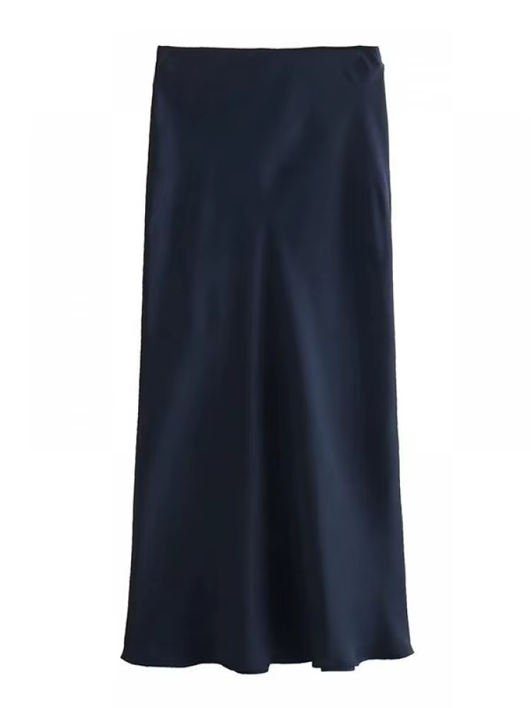 AOSSVIAO 2026 Jupe Midi Plissée en Satin Uni pour Femme