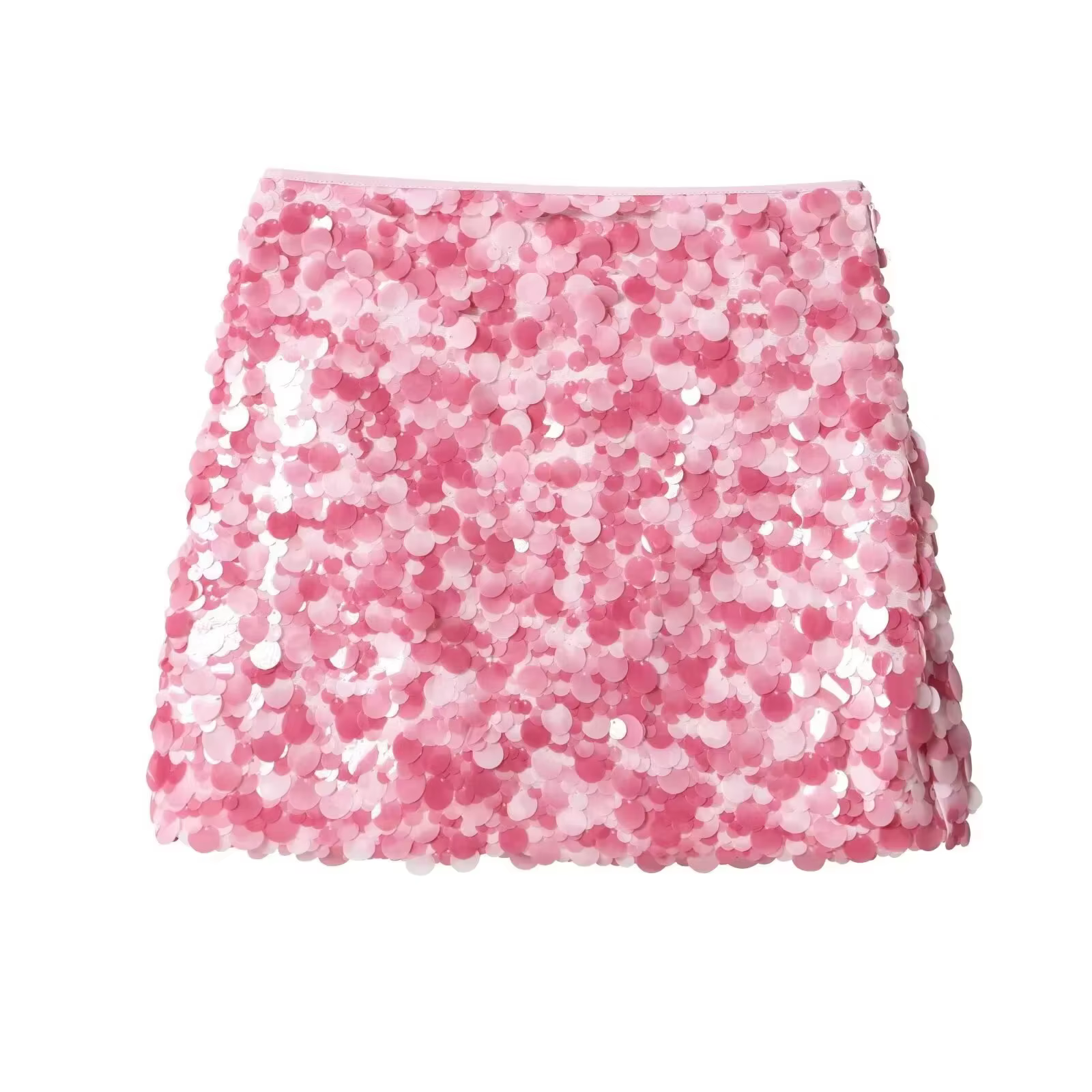Jupe mini à sequins unie pour femme HH