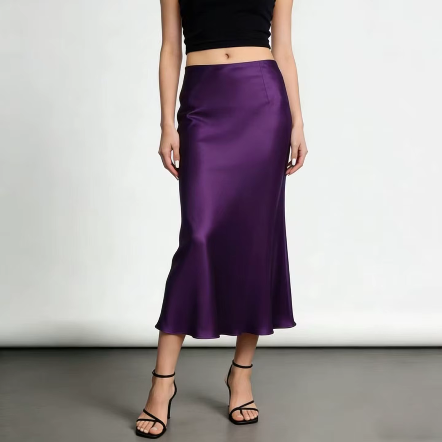 Jupe ZVAQS en soie de mûrier élégante, longueur cheville, coupe ajustée, pour femmes, occasions spéciales et tenues estivales