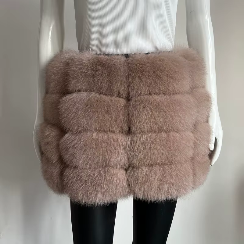 Jupe crayon courte en fourrure de renard véritable pour femme BEIZIRU, élégante et chaude