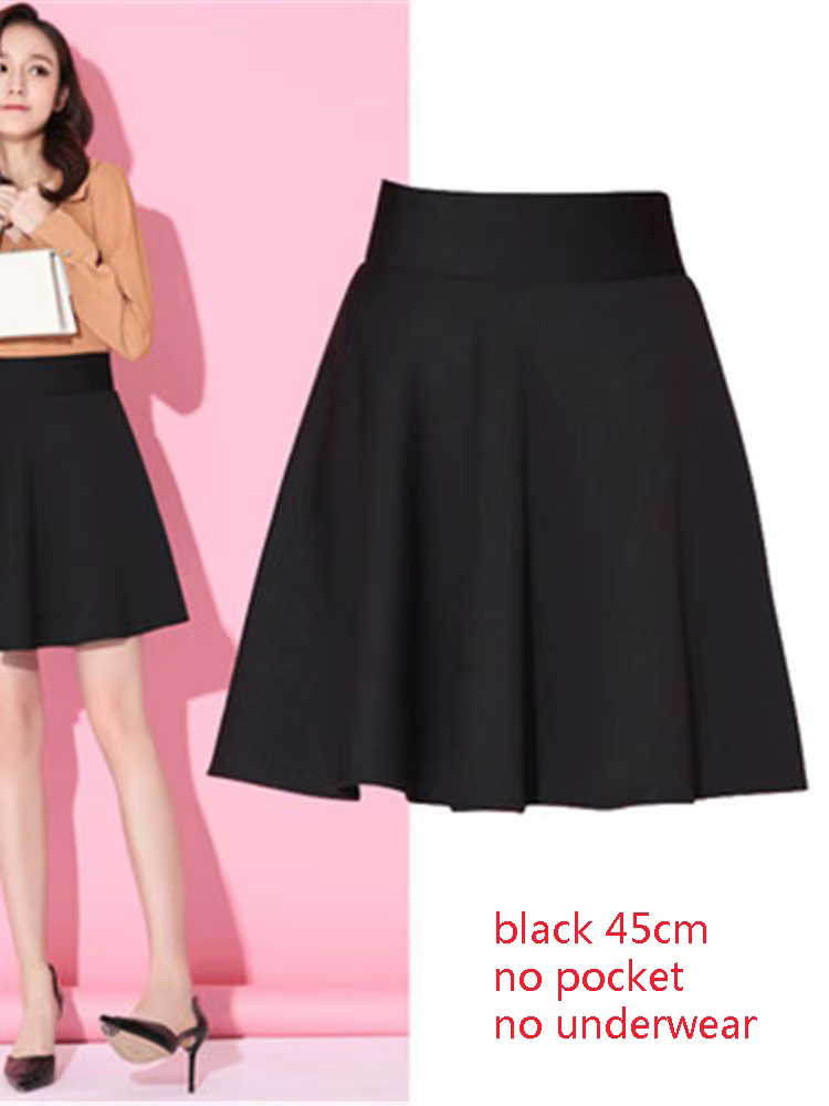 Jupe Femme Taille M-3XL Plissée Poches Solides