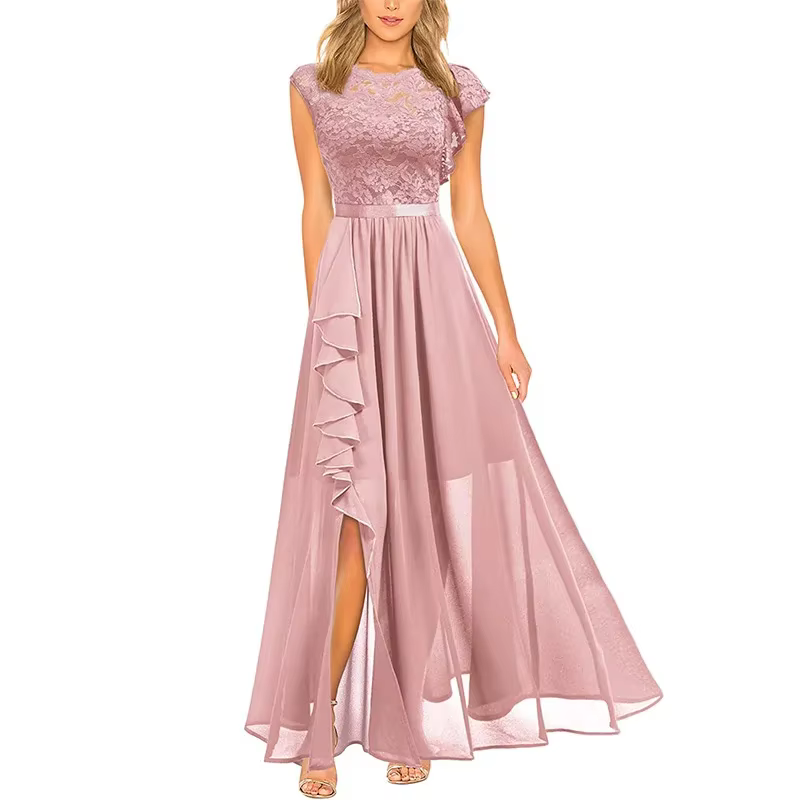 Robe Maxi Élégante Taille Haute Btsukimi En Mousseline de Soie Pour Femmes Occasions Spéciales Soirées Galas Mariages