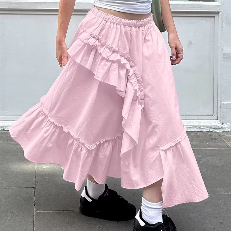 Jupe longue asymétrique de Style français pour femmes