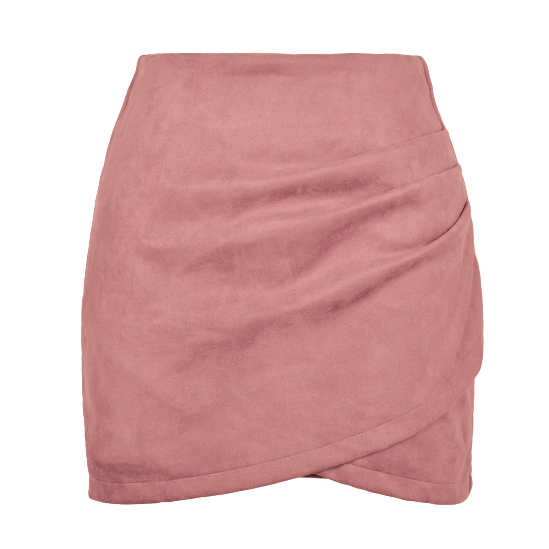Daim Jupes Irrégulières Femmes D'été Haute artificiel astique Taille Plissée Fermeture Éclair Jupe LDY-WW5165