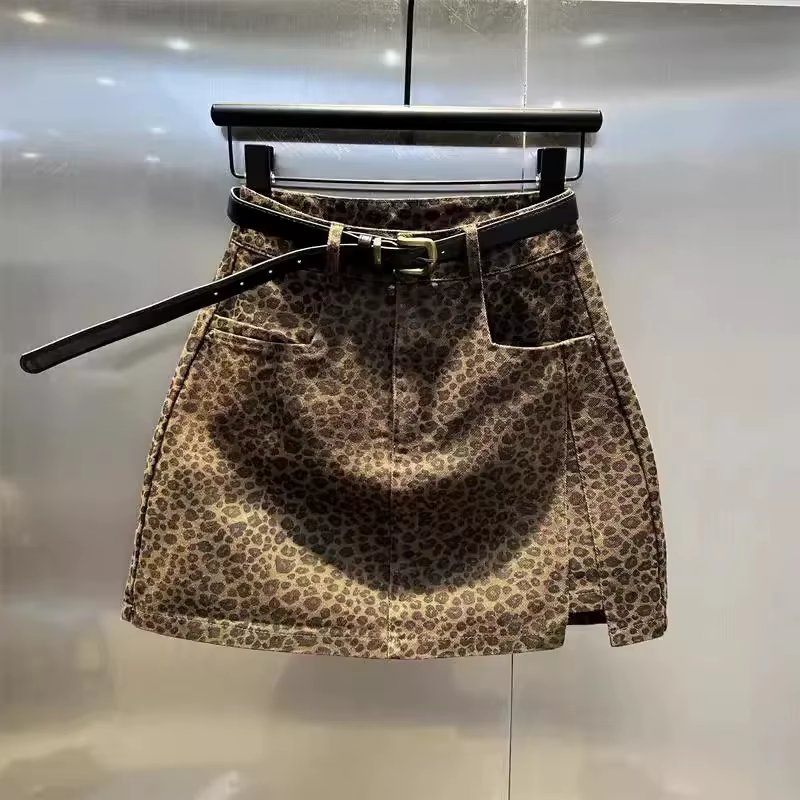 Jupe en jean léopard Sexy pour femmes