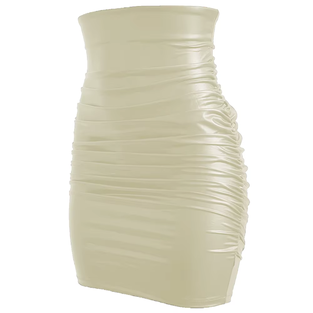 Femmes Sexy jupe en polyuréthane dame maigre taille haute noir Faux cuir