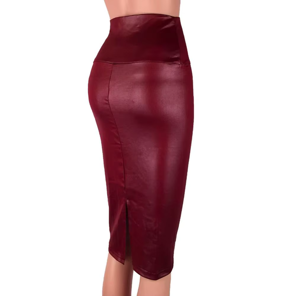 Jupe en cuir dos fendu femmes Sexy moulante