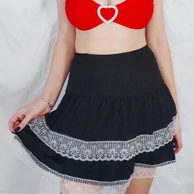 Lolita gâteau Mini jupes gothique japonais Harajuku filles violet rose Plaid jupe plissée Punk doux dentelle Kawaii Cosplay Costume