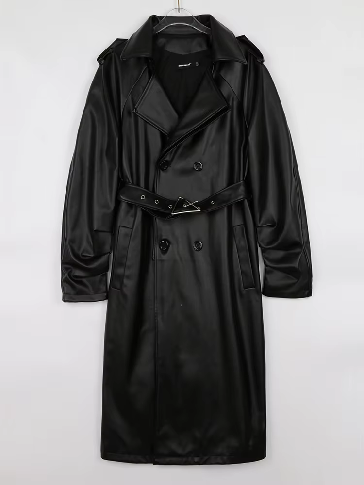 Lautaro-Trench-coat long en similicuir pour femme