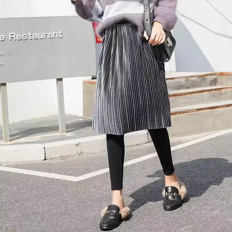 Jupe plissée en velours pour femme, leggings, jupe-culotte chaude pour l'hiver