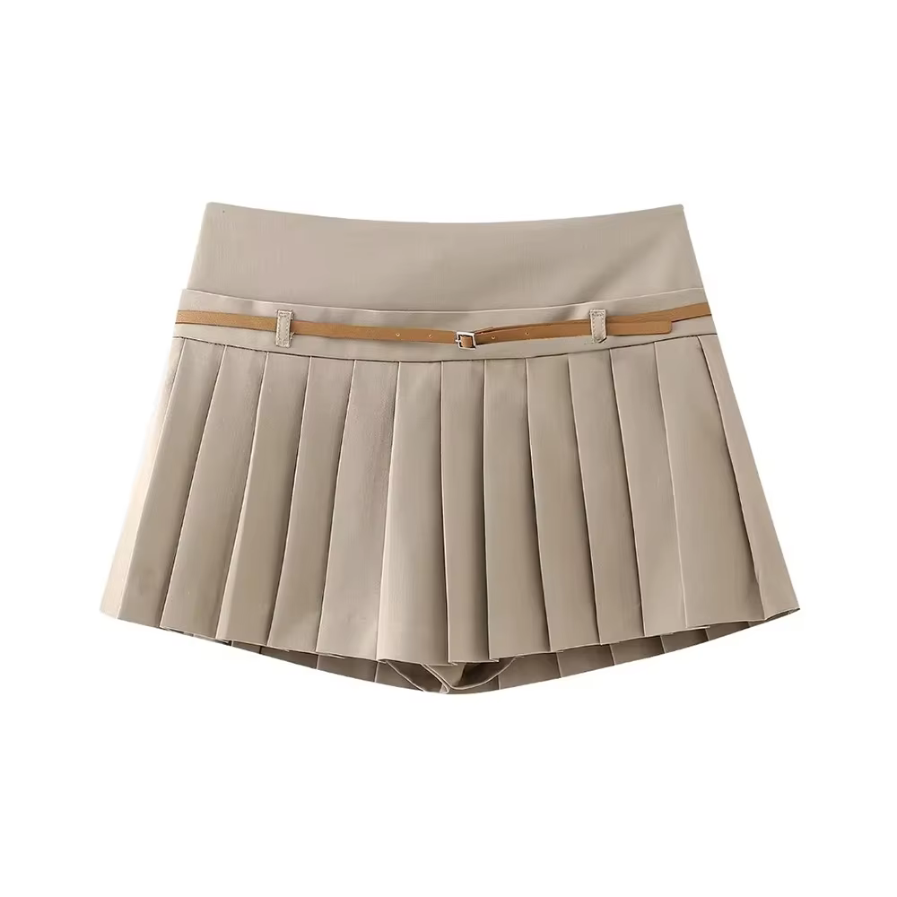Jupes courtes plissées pour femmes avec ceinture