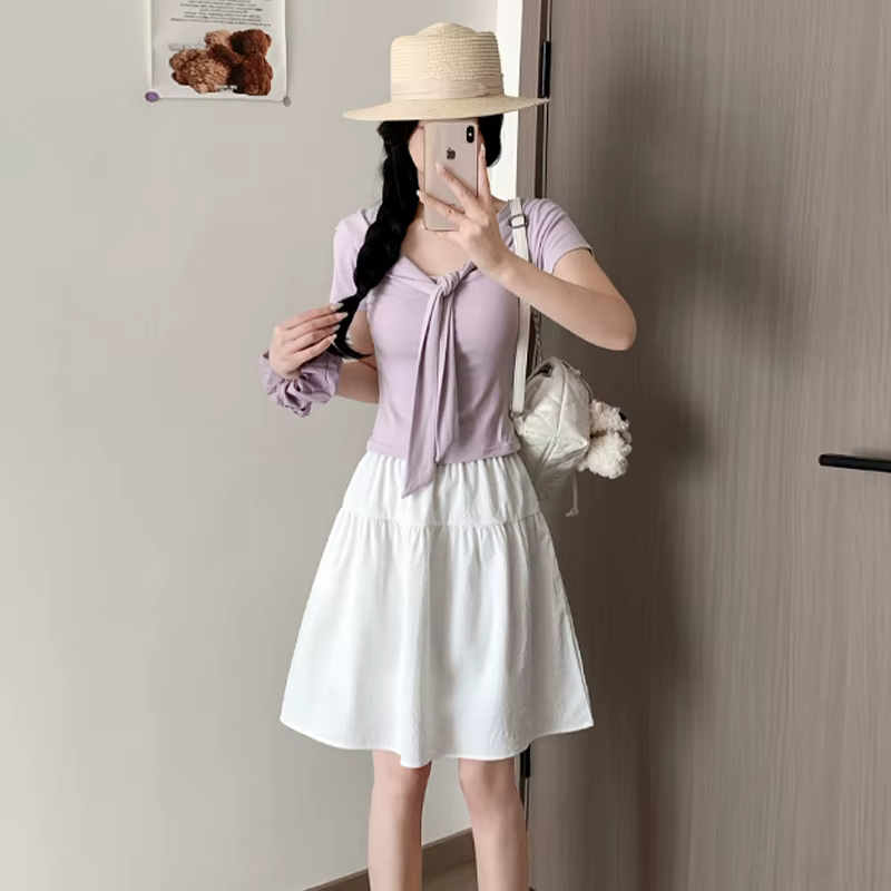 Jupe mi-longue style preppy pour femme