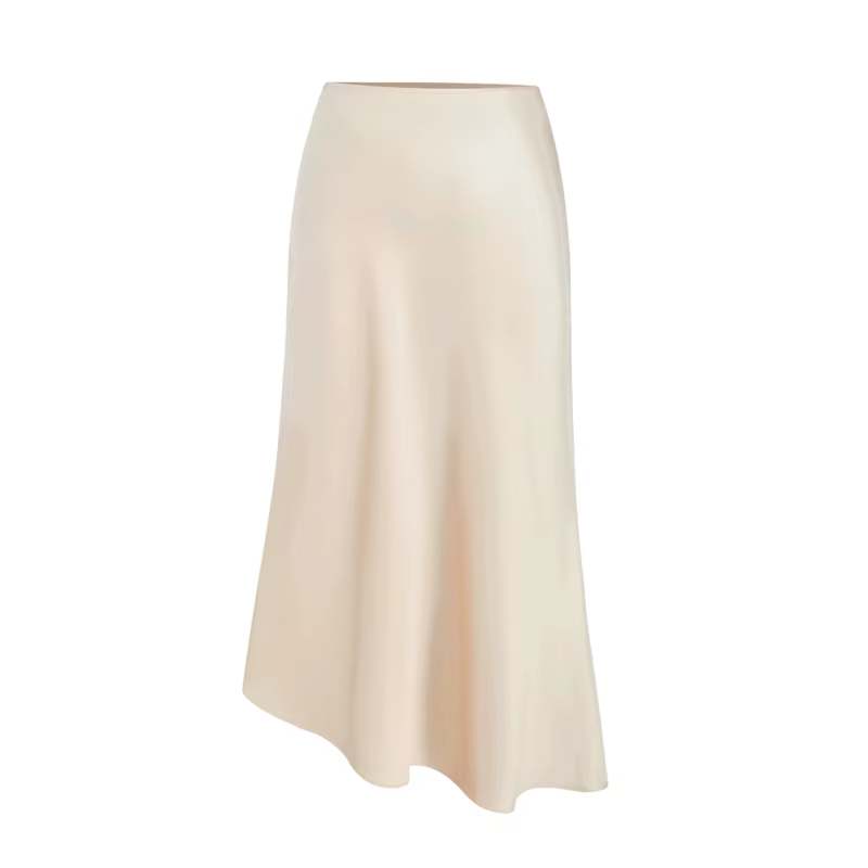 Jupe asymétrique longue en Satin noir pour femmes