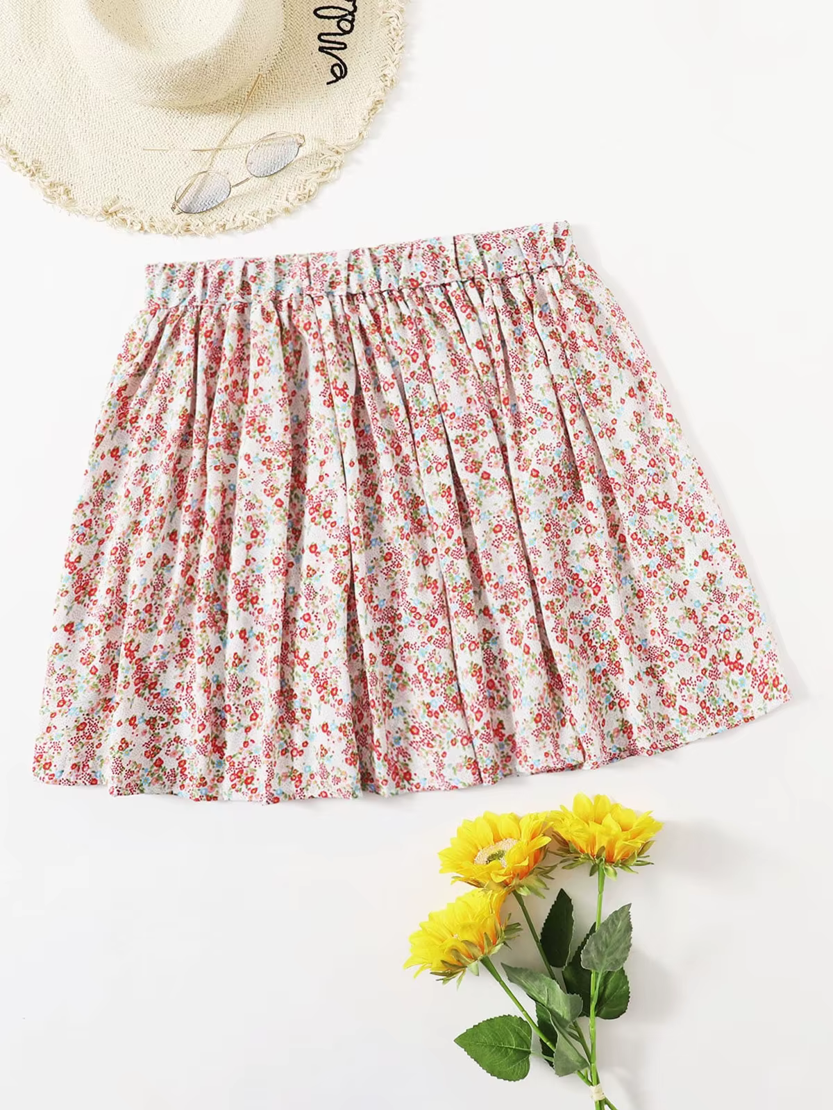 Jupe trapèze décontractée en mousseline de soie, grande taille, imprimé Floral, pour femmes, taille haute élastique, élégante, style Boho, bas grande taille 7XL 8XL, été