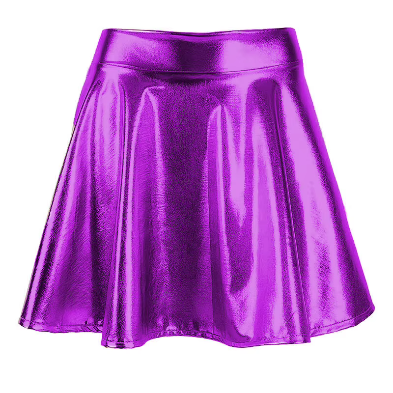 Speerise adulte brillant métallique jupe femmes Sexy en cuir PU Club fête danse holographique jupes plissées carnaval Festival brillant
