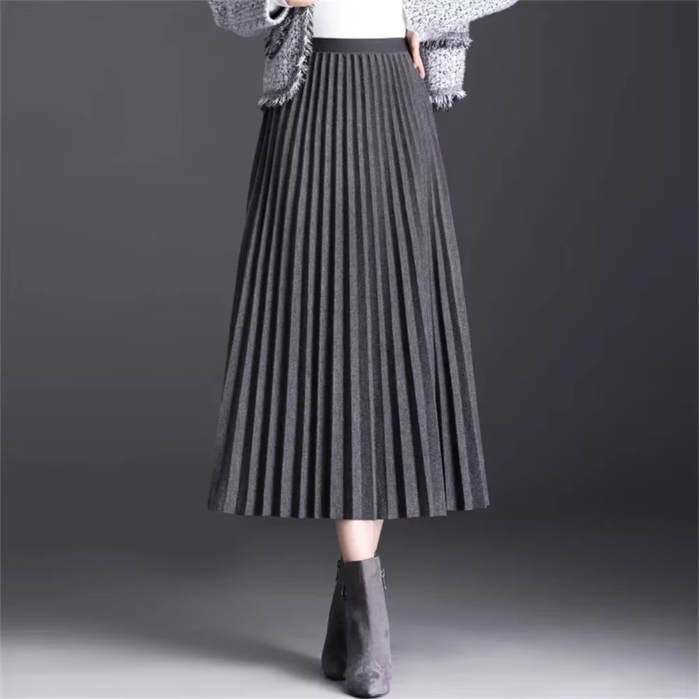 Femme Vintage taille haute décontractée jupes mi-longues 2024 automne hiver