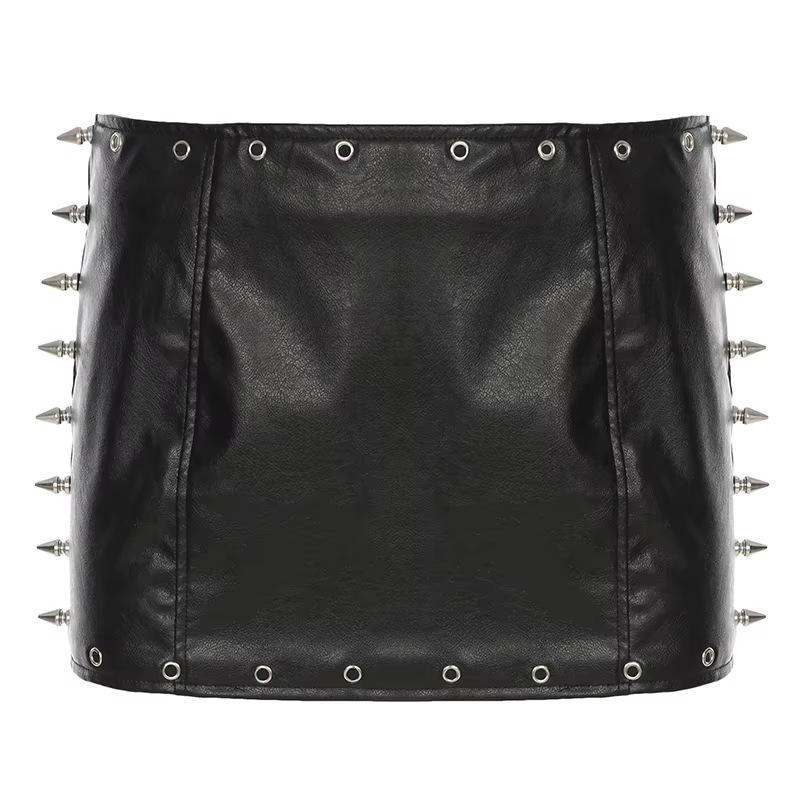 Mini jupes gothiques en cuir Pu pour femmes