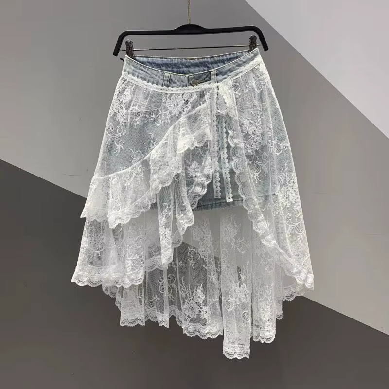Jupe en jean taille haute amincissante pour femme