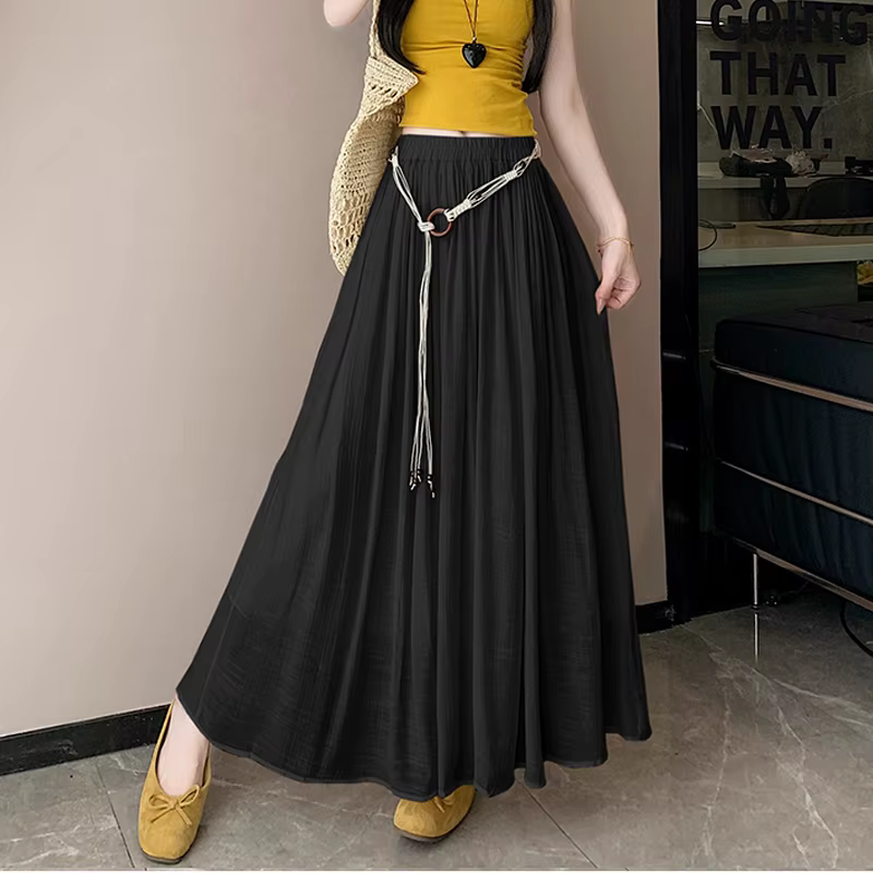Boho femmes jupe coton lin jaune femme jupes taille haute Harajuku 2025 tendance luxe élégant Vintage