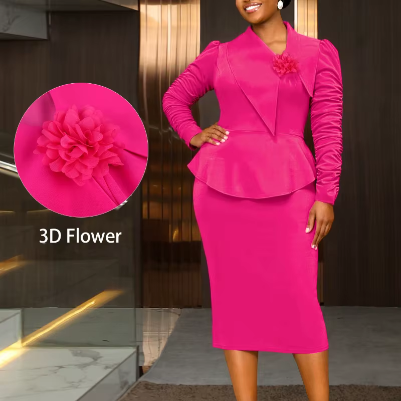 Robe moulante élégante pour femmes, col asymétrique froncé, manches longues, péplum, automne, soirée cocktail, événements spéciaux