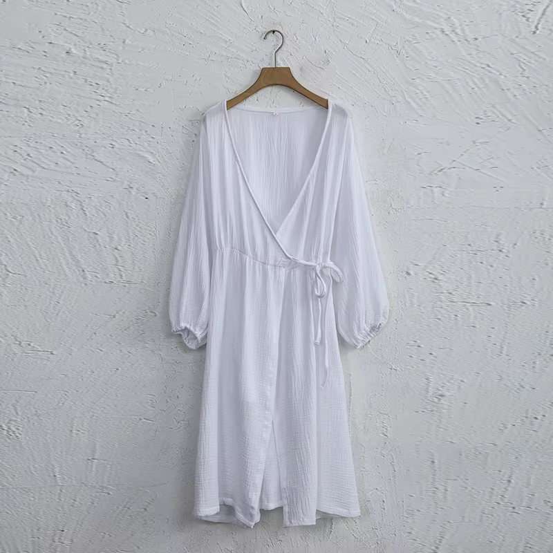 Robe longue en mousseline de coton 100% pour femme