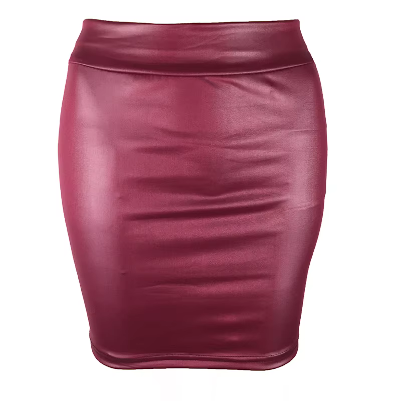 Jupe moulante taille haute, jupe sexy en simili cuir