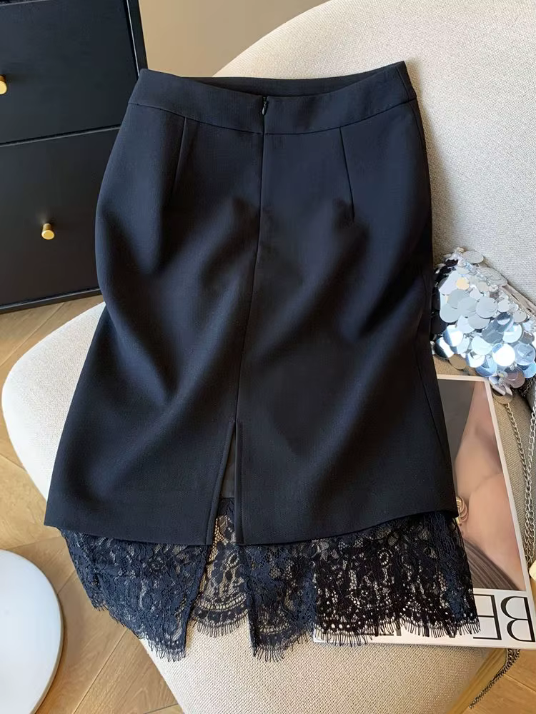 Mini jupe Sexy en dentelle noire, taille haute, Streetwear d'été pour femmes, jupes courtes, vêtements à la mode, jupe droite décontractée, tendance